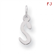 Sterling Silver Small Slanted Block Initial S Charm