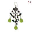 Sterling Silver Smokey Quartz, Jasper, Green Crystal Marcasite Earrings