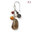 Sterling Silver Smoky, Black Quartz, Red Goldstone, Freshwater Pearl Earring