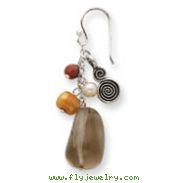 Sterling Silver Smoky, Black Quartz, Red Goldstone, Freshwater Pearl Earring