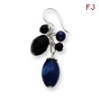 Sterling Silver Sodalite, Blue Goldstone, Black Crystal, Cultured Pearl Earrings