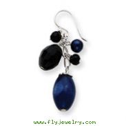 Sterling Silver Sodalite, Blue Goldstone, Black Crystal, Cultured Pearl Earrings