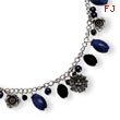 Sterling Silver Sodalite, Blue Goldstone, Black Crystal, Cultured Pearl Necklace