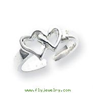 Sterling Silver Solid Heart Toe Ring