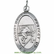 Sterling Silver St. Christopher Football Pendant With 24 Inch Chain
