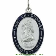 Sterling Silver St. Christopher Medal With 24 Inch Chain