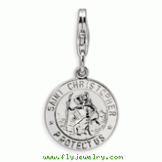 Sterling Silver St. Christopher Medal With Lobster Clasp Charm