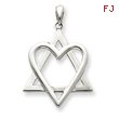 Sterling Silver Star of David Heart Pendant