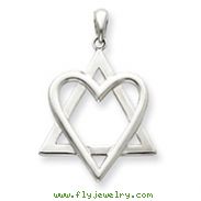 Sterling Silver Star of David Heart Pendant