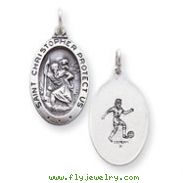 Sterling Silver St.Christopher Medal, Soccer Charm