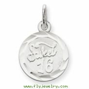 Sterling Silver Sweet Sixteen Disc Charm