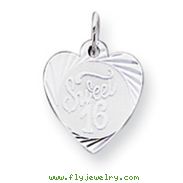 Sterling Silver Sweet Sixteen Heart Disc Charm