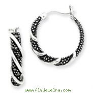 Sterling Silver Swirl Hoop Marcasite Earrings