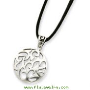 Sterling Silver Swirl Pendant With 16" Suede Cord