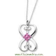 Sterling Silver Synthetic Pink Stone Loyalty 18" Necklace