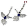 Sterling Silver Synthetic Sapphire Hummingbird Leverback Earrings