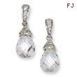 Sterling Silver Teardrop CZ Dangle Post Earrings