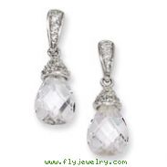 Sterling Silver Teardrop CZ Dangle Post Earrings