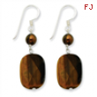 Sterling Silver Tiger's Eye & Golden Cultured Pearl Earrings