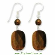 Sterling Silver Tiger's Eye & Golden Cultured Pearl Earrings