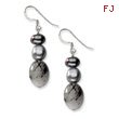 Sterling Silver Tourmalinated Quartz & Grey Freshwater Cultured Pearl Earrings