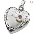 Sterling Silver Tri Color Mom Heart Shaped Locket