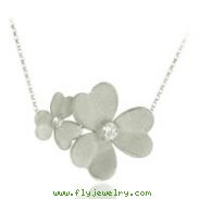 Sterling Silver Two Flowers Necklace