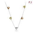 Sterling Silver Unique Shapes Tri-Color Necklace