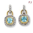 Sterling Silver Vermeil Blue Cubic Zirconia Earrings