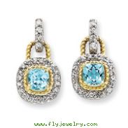 Sterling Silver Vermeil Blue Cubic Zirconia Earrings