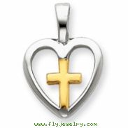 Sterling Silver Vermeil Cross Heart Pendant