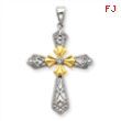 Sterling Silver Vermeil CZ Cross Pendant