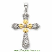 Sterling Silver Vermeil CZ Cross Pendant