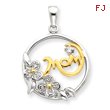 Sterling Silver Vermeil CZ Mom Pendant