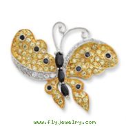 Sterling Silver Vermeil Multicolor CZ Butterfly Slide