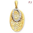 Sterling Silver Vermeil Oval CZ Pendant