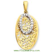 Sterling Silver Vermeil Oval CZ Pendant