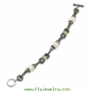 Sterling Silver w/14k 10-10.5mm FW Cultured Pearl 7.5in Bracelet