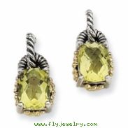 Sterling Silver w/14k 2.00Lemon Quartz Earrings