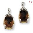 Sterling Silver w/14k 2.00Smokey Quartz Earrings