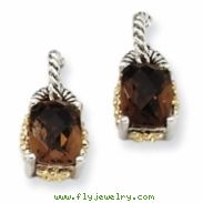 Sterling Silver w/14k 2.00Smokey Quartz Earrings