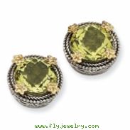 Sterling Silver w/14k 2.55Lemon Quartz Earrings