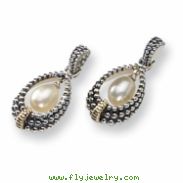 Sterling Silver w/14k 7x5mm Freshwater Cultured Pearl Earrings