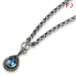 Sterling Silver w/14k Antiqued Blue Topaz 17in Necklace