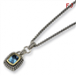 Sterling Silver w/14k Antiqued Blue Topaz 18in Necklace