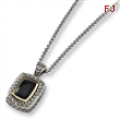 Sterling Silver w/14k Black Mother of Pearl Antiqued 18in Necklace