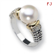 Sterling Silver w/14k Diamond & FW Cultured Pearl Ring