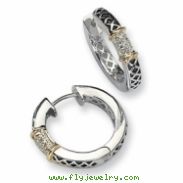 Sterling Silver w/14k Diamond Hinged Hoop Earrings