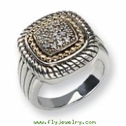 Sterling Silver w/14k Diamond Ring