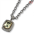 Sterling Silver w/14k Green Amethyst 20in Necklace